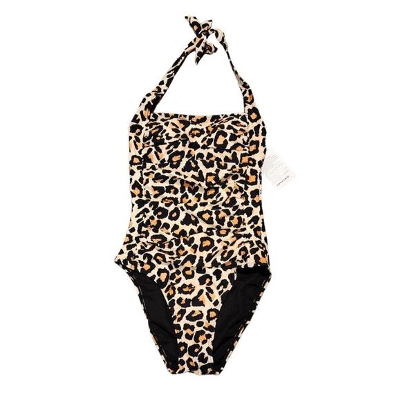 NEW CocoShip Women's Leopard Animal Print Nylon One Piece Swimsuit Size 4 - Picture 1 of 9